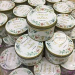 Tin Bid Box With Green Flower Design