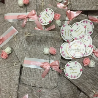 Jute Flower Pouch With Tai & Tag