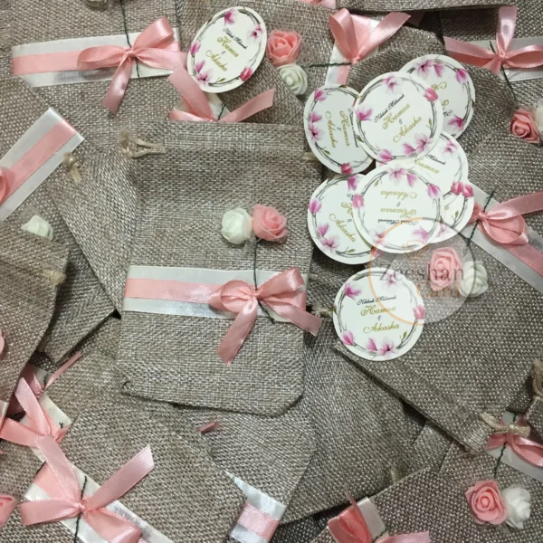 Jute Flower Pouch With Tai & Tag