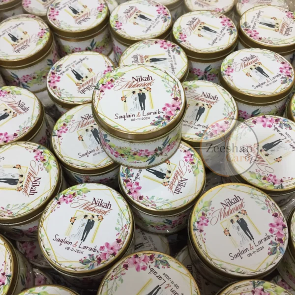 Couple Tin Box With Pink Flowers