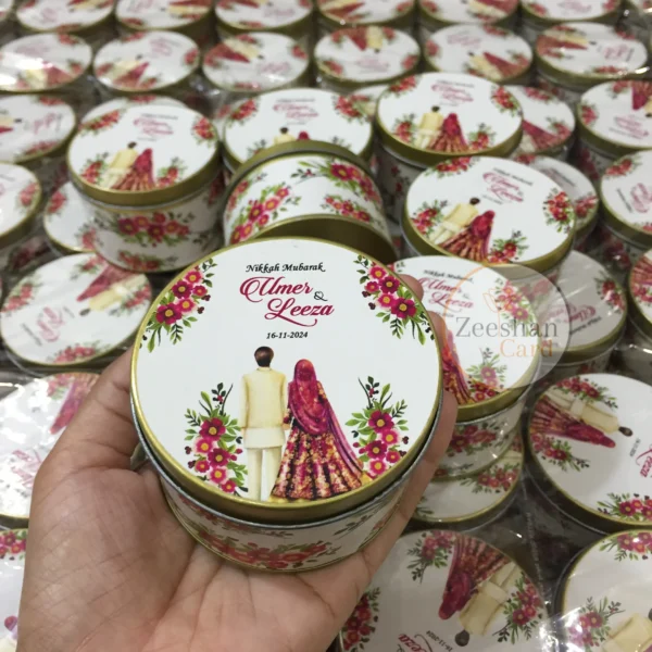 Red Flower Tin Box With Couple