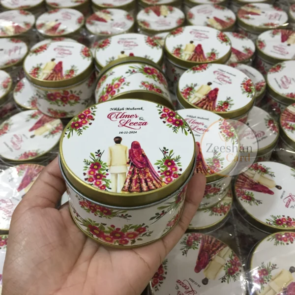 Red Flower Tin Box With Couple