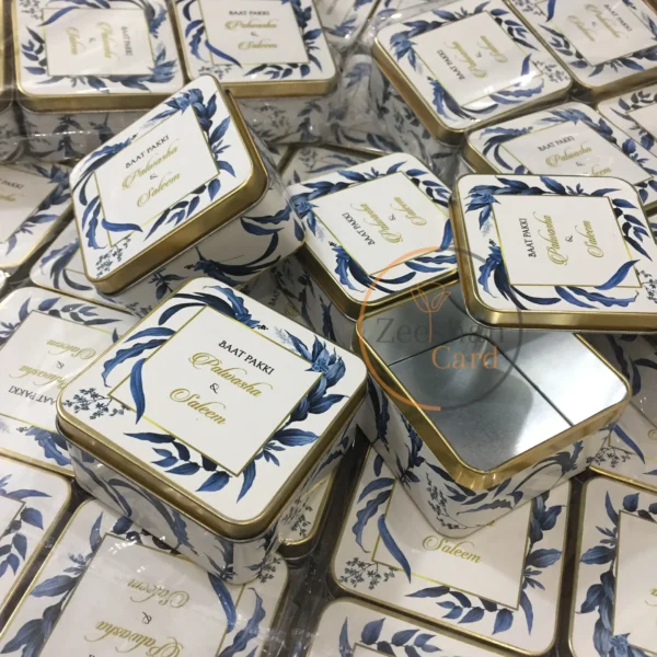 New Blue Design Square Tin Boxes