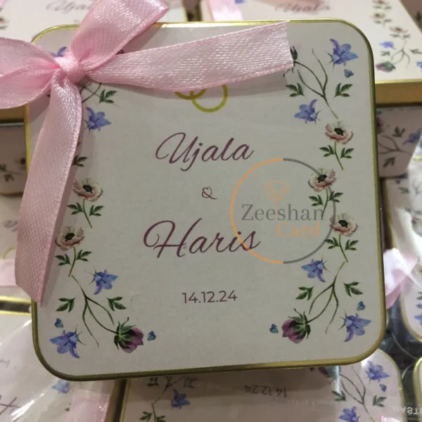 New Design Square Tin Boxes with Ribbon