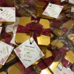 Maroon Flower And Ribbon With Tag