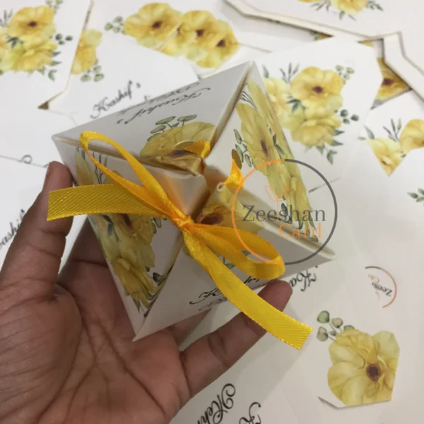 Triangle Bid Box With Yellow Flowers And Bow