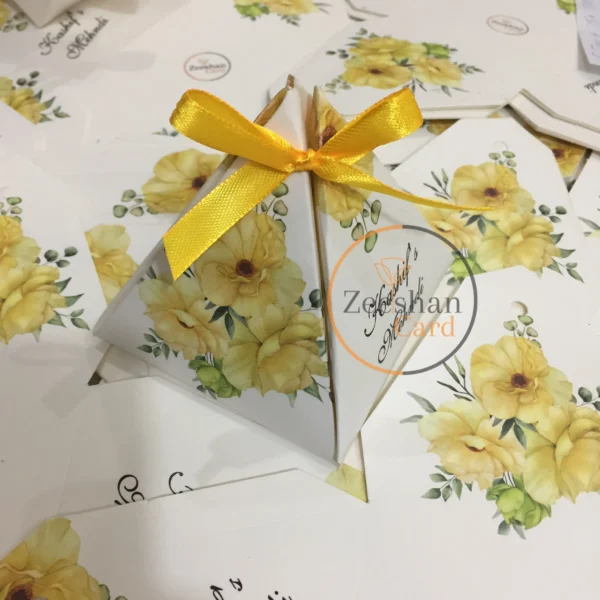 Triangle Bid Box With Yellow Flowers And Bow