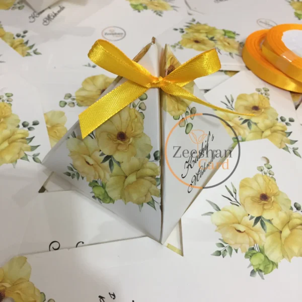 Triangle Bid Box With Yellow Flowers And Bow