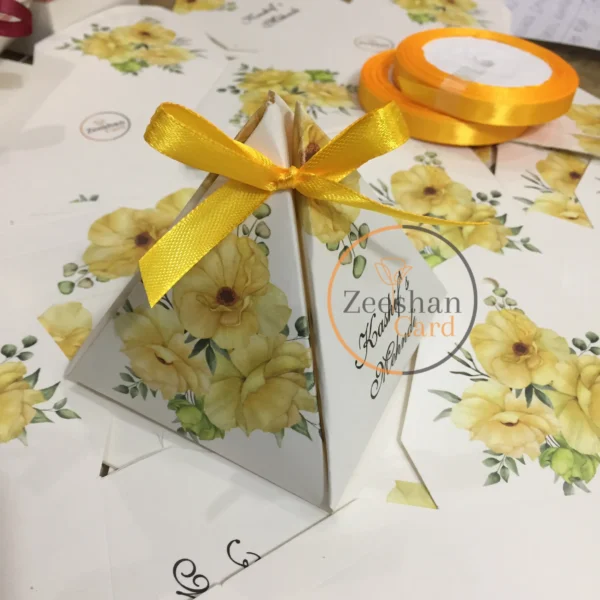 Triangle Bid Box With Yellow Flowers And Bow