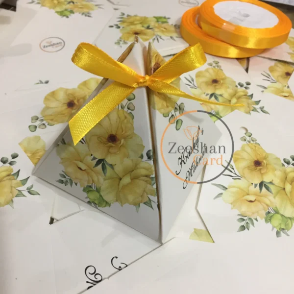 Triangle Bid Box With Yellow Flowers And Bow