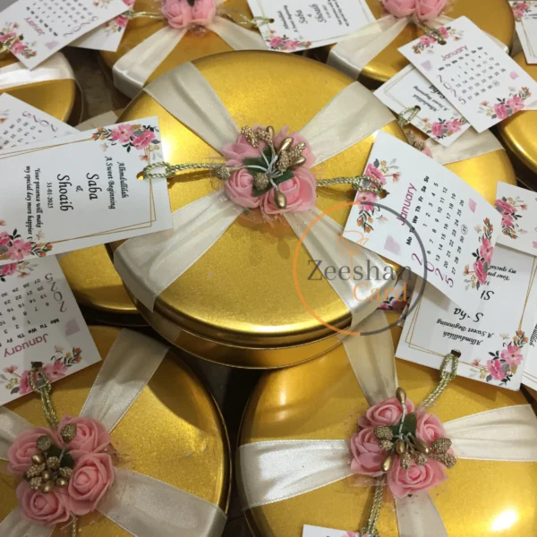 Half Kg Tin Box With Flower And Tag