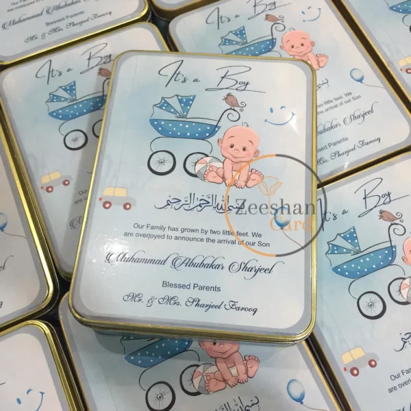 Baby Boy Announcement Kg Tin Box