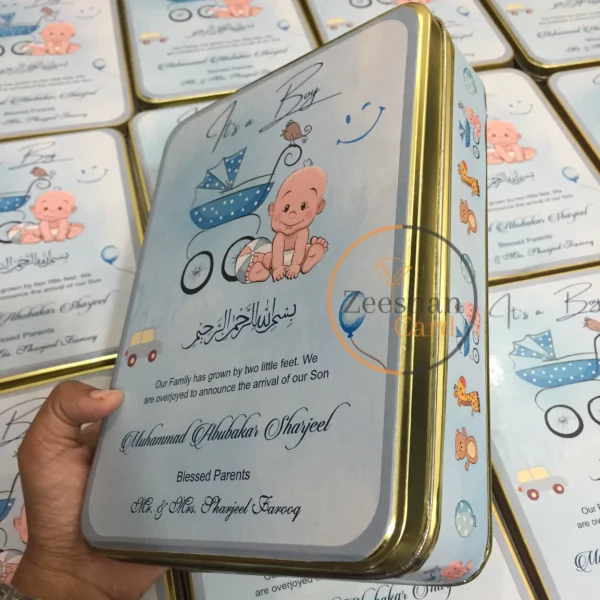 Baby Boy Announcement Kg Tin Box