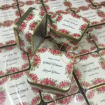 Red Floral Design Square Tin Box