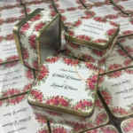 Red Floral Design Square Tin Box