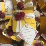 Mahroon Flower Tin Box With Ribbon And Tag