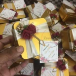 Mahroon Flower Tin Box With Ribbon And Tag