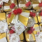 Red Flower And Ribbon Tag Tin Box