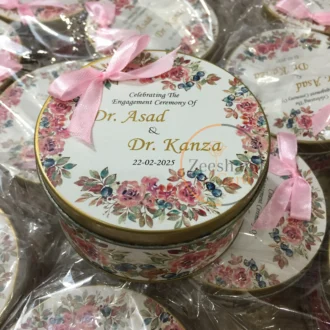 Pink Floral Tin Box With Bow