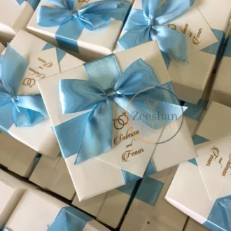 Sky Blue Ribbon Box With Tag