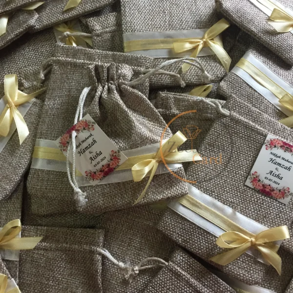 jute Pouch With Bow