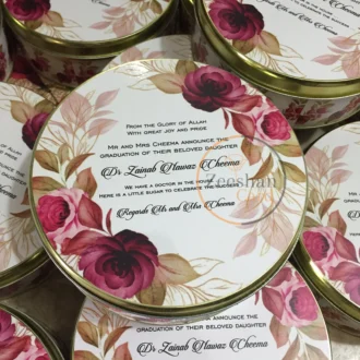 Mehroon Flower Printed Half Kg Tin Box