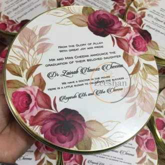 Mehroon Flower Printed Half Kg Tin Box