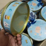 Baby Boy Half Kg Tin Box With Bow