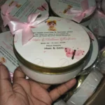 Baby Girl Announcement Half Kg Tin Box With Bow
