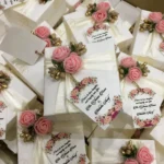 Pink Flowers Cardborad Box With Floral Tag