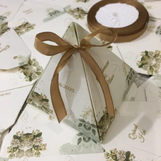 New Flowers Design Triangle Bid Box With Bow