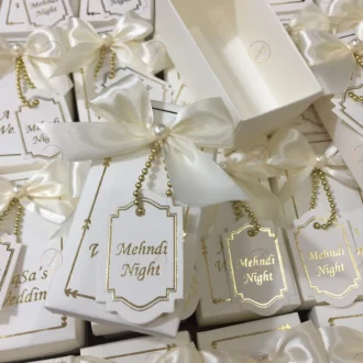 Foil Printing Cardboard Box With Bow And Tag