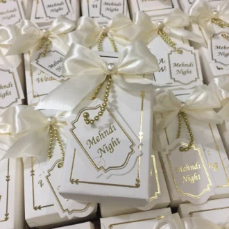 Foil Printing Cardboard Box With Bow And Tag